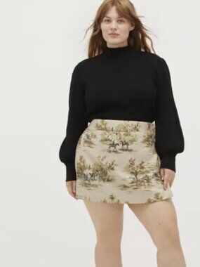 Hill House Home Tatiana Skirt, Multi Equestrian Toile Stretch Crepe Size XL